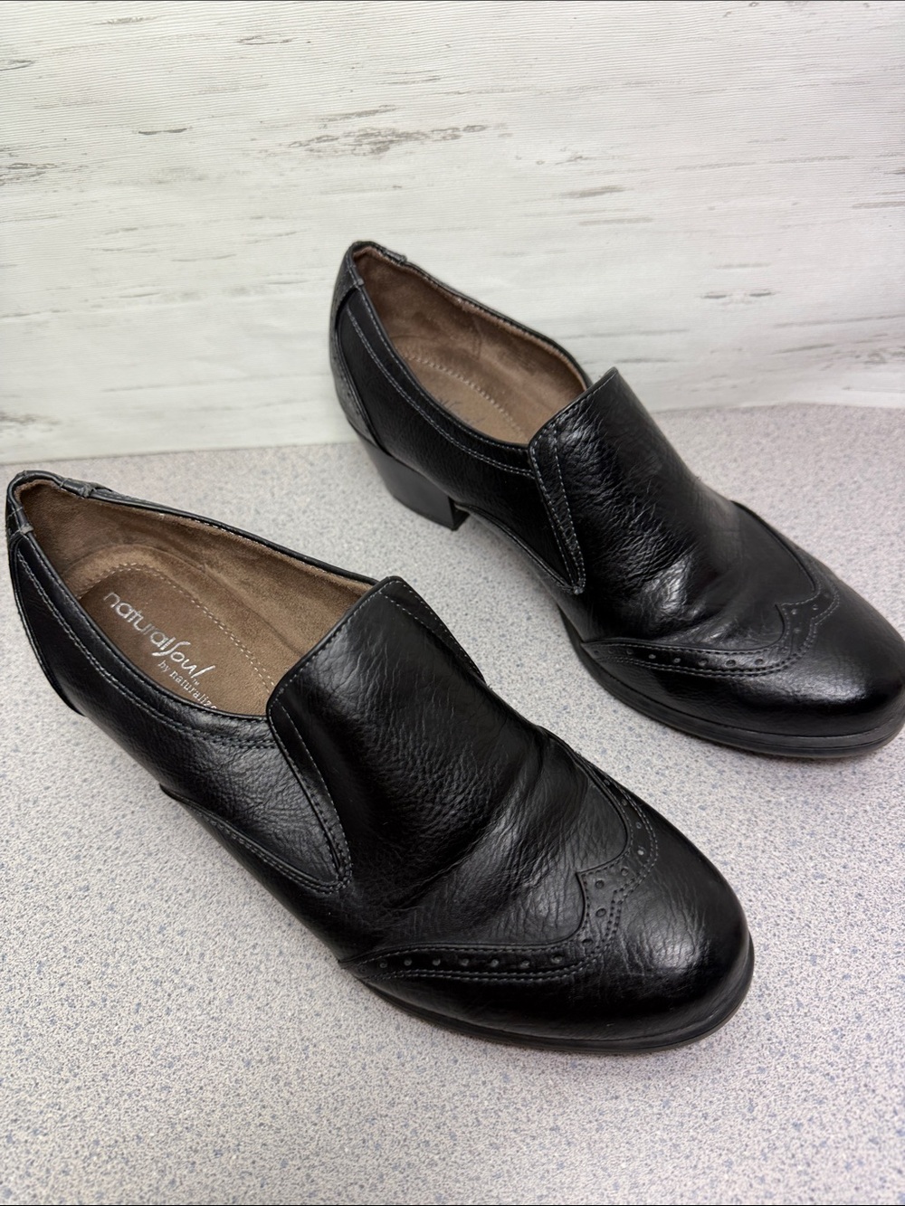 Naturalizer Black Leather Slip-On Loafers for Men